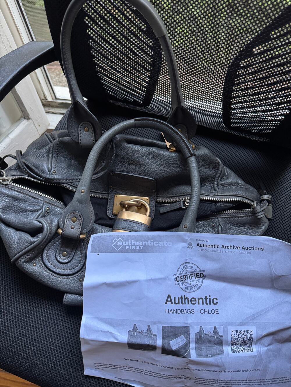 Chloé Vintage Y2K Paddington Front Pocket Bag dark Gray